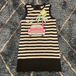 New Kate Spade Girl stripped Black and White Sleeveless road trip Dress- size 10
